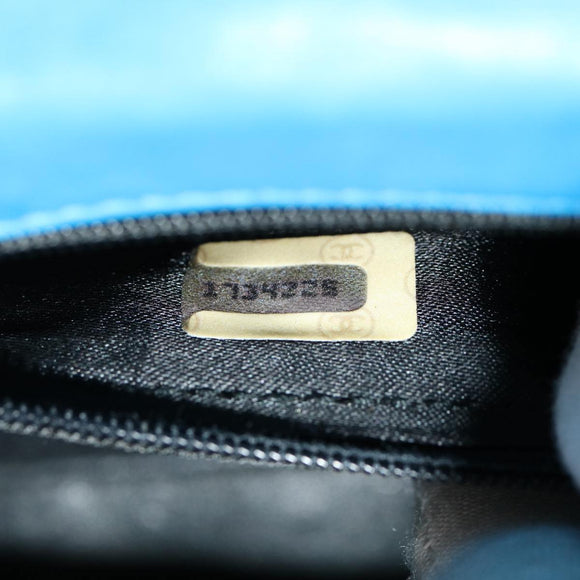 CHANEL Hand Bag Lamb Skin Blue CC Auth hk455SAV