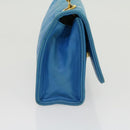 CHANEL Hand Bag Lamb Skin Blue CC Auth hk455SAV-4
