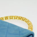CHANEL Hand Bag Lamb Skin Blue CC Auth hk455SAV-7