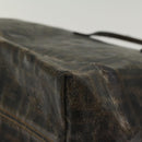 FENDI Zucca Canvas Tote Bag Coated Canvas Brown Black Auth hk766-9