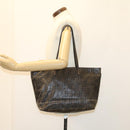 FENDI Zucca Canvas Tote Bag Coated Canvas Brown Black Auth hk766-22