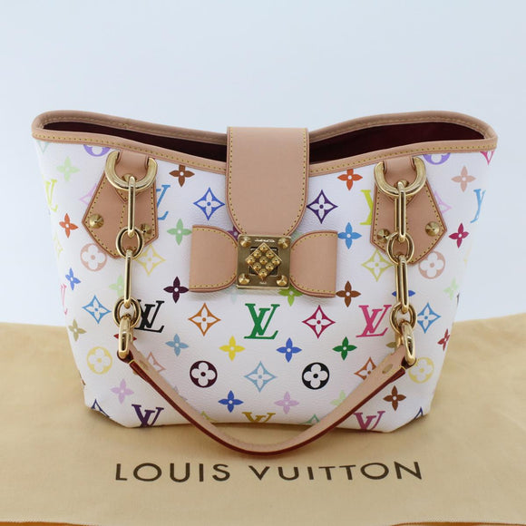 LOUIS VUITTON Monogram Multicolor Annie MM Tote Bag White M40307 LV Auth hk795SM