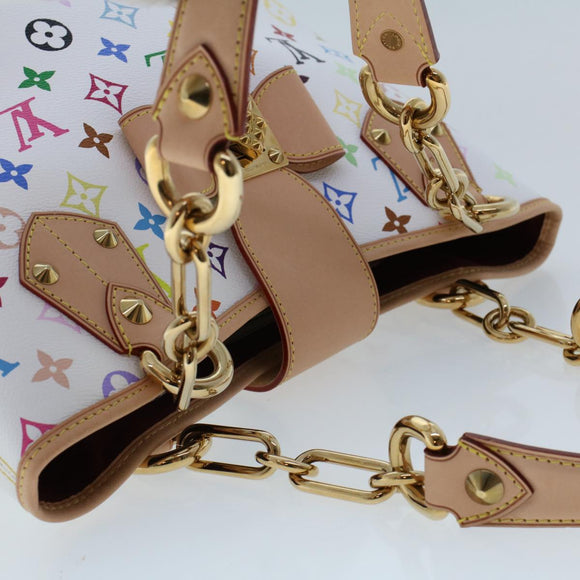 LOUIS VUITTON Monogram Multicolor Annie MM Tote Bag White M40307 LV Auth hk795SM