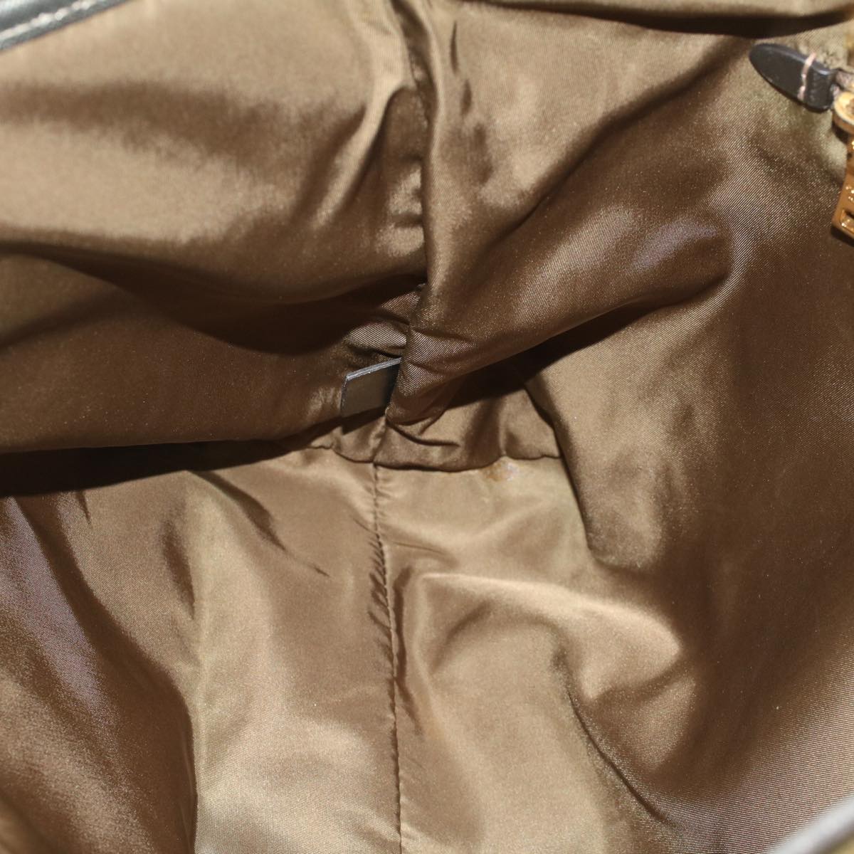 PRADA Tote Bag Nylon Leather Khaki Auth hk813
