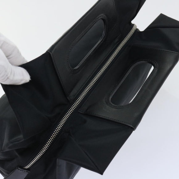 Burberrys Nova Check Blue Label Hand Bag Nylon Black Beige Auth hk826