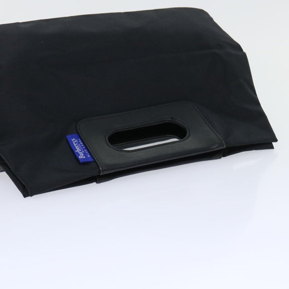 Burberrys Nova Check Blue Label Hand Bag Nylon Black Beige Auth hk826