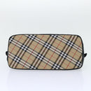 Burberrys Nova Check Blue Label Hand Bag Nylon Black Beige Auth hk826-5