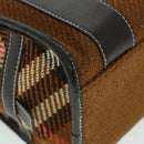 BURBERRY Blue Label Hand Bag Wool Leather Brown Auth hk844-14