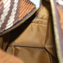 BURBERRY Blue Label Hand Bag Wool Leather Brown Auth hk844-16