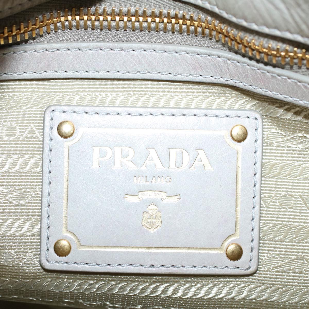 PRADA Shoulder Bag Leather Gray Auth hk849