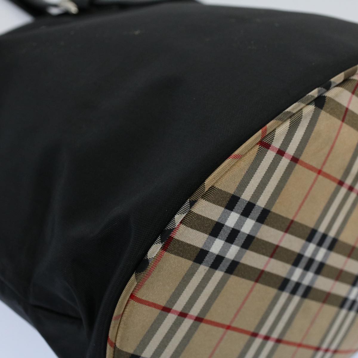 Burberrys Shoulder Bag Nylon Black Auth hk862
