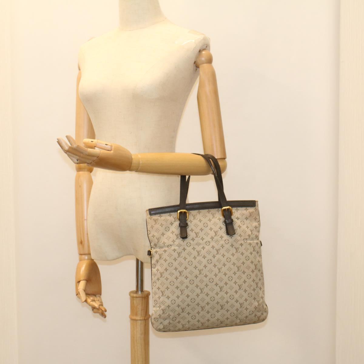 LOUIS VUITTON Monogram Mini Françoise Hand Bag 2way Khaki M92209 LV Auth hk863