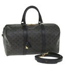 CELINE Triomphe Canvas Boston Bag PVC Leather 2way Black Auth hk880V-1