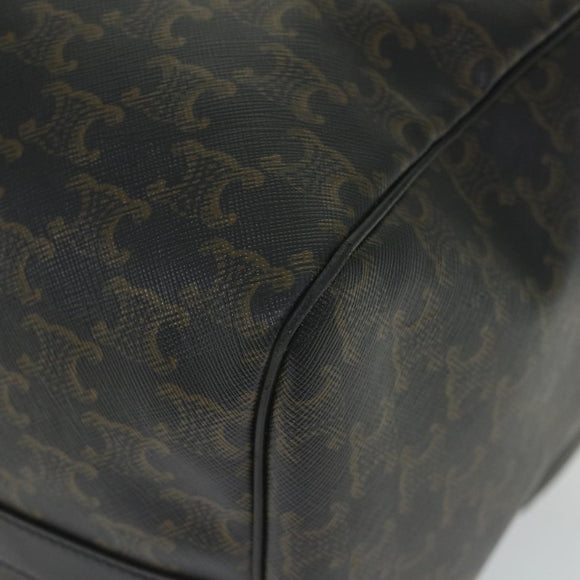 CELINE Triomphe Canvas Boston Bag PVC Leather 2way Black Auth hk880V
