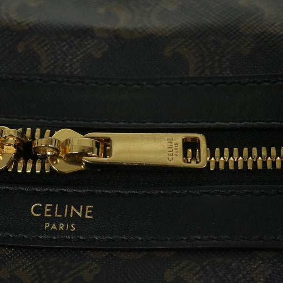 CELINE Triomphe Canvas Boston Bag PVC Leather 2way Black Auth hk880V