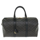 CELINE Triomphe Canvas Boston Bag PVC Leather 2way Black Auth hk880V-13