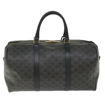 CELINE Triomphe Canvas Boston Bag PVC Leather 2way Black Auth hk880V - 0