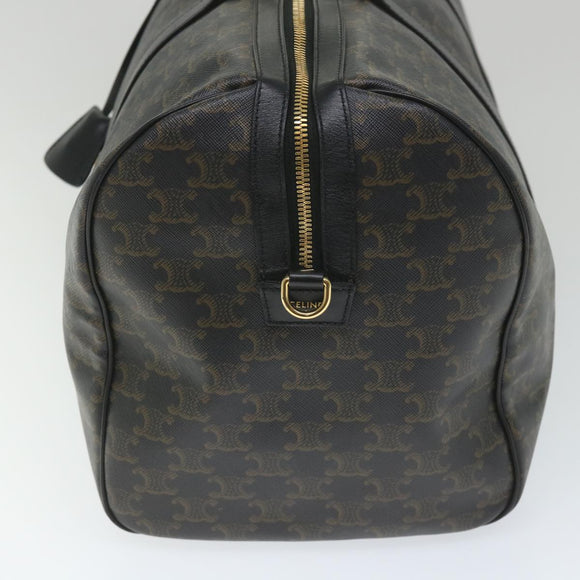 CELINE Triomphe Canvas Boston Bag PVC Leather 2way Black Auth hk880V