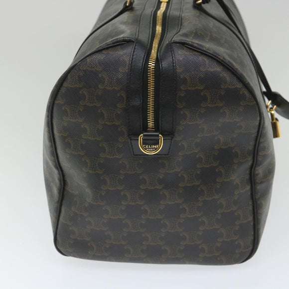 CELINE Triomphe Canvas Boston Bag PVC Leather 2way Black Auth hk880V