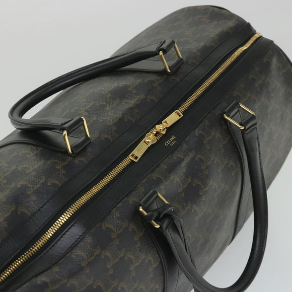 CELINE Triomphe Canvas Boston Bag PVC Leather 2way Black Auth hk880V