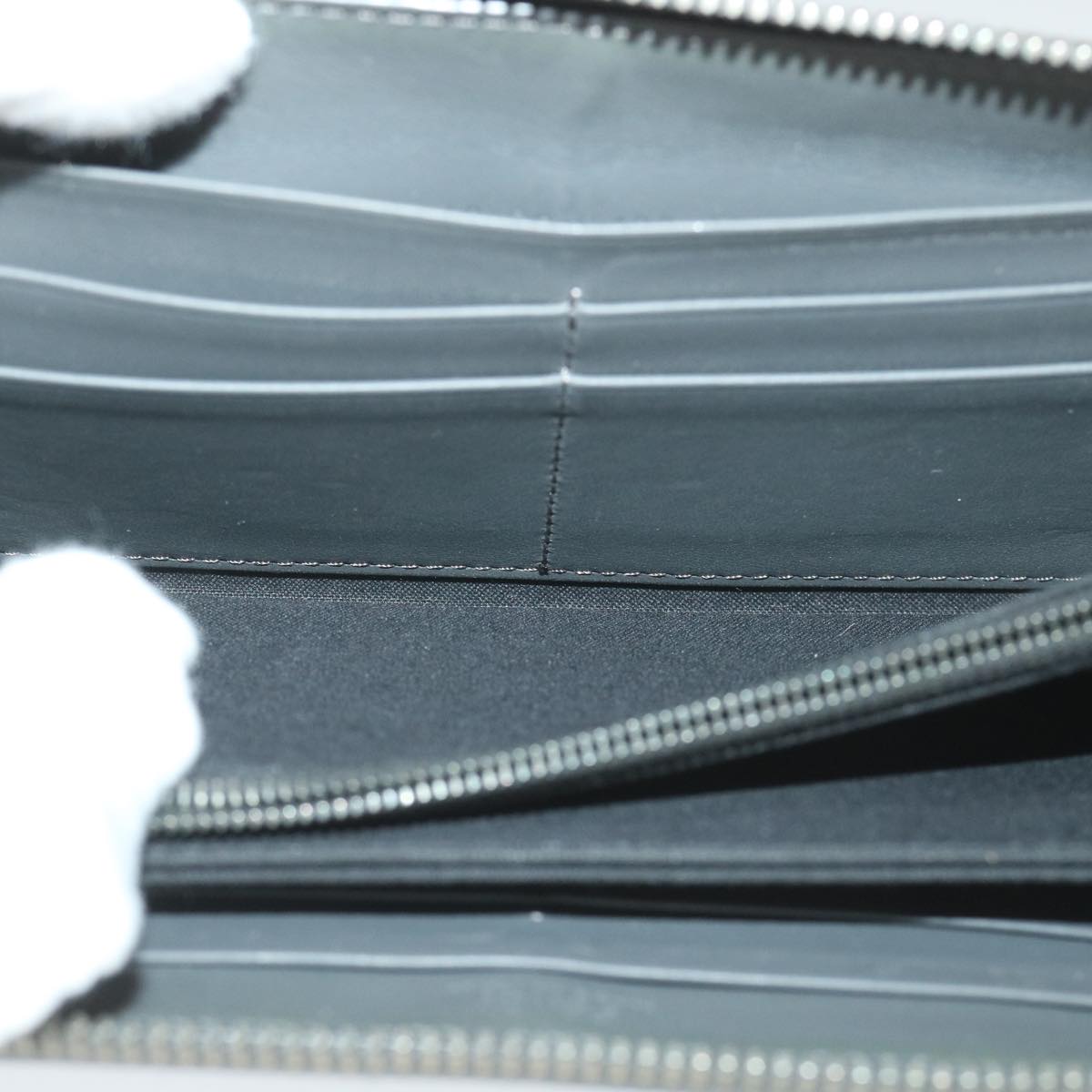 FENDI Long Wallet Leather Gray Auth hk904