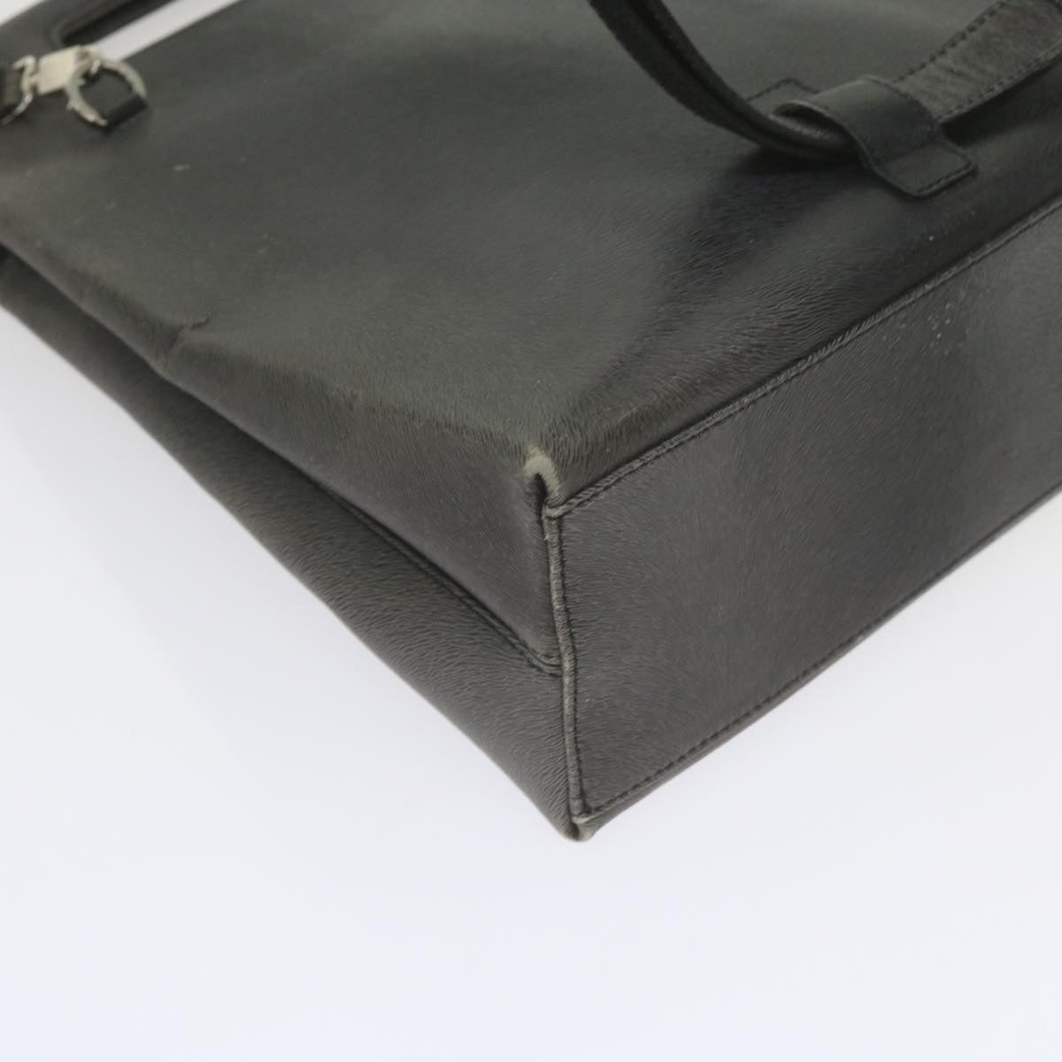 Salvatore Ferragamo Hand Bag Leather 2way Gray Auth hk919