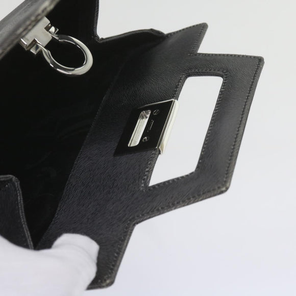 Salvatore Ferragamo Hand Bag Leather 2way Gray Auth hk919