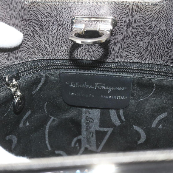 Salvatore Ferragamo Hand Bag Leather 2way Gray Auth hk919