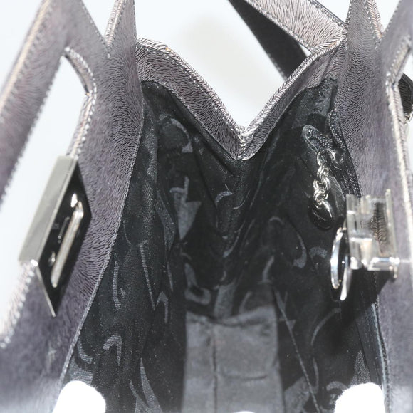 Salvatore Ferragamo Hand Bag Leather 2way Gray Auth hk919