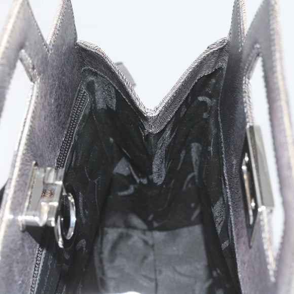 Salvatore Ferragamo Hand Bag Leather 2way Gray Auth hk919