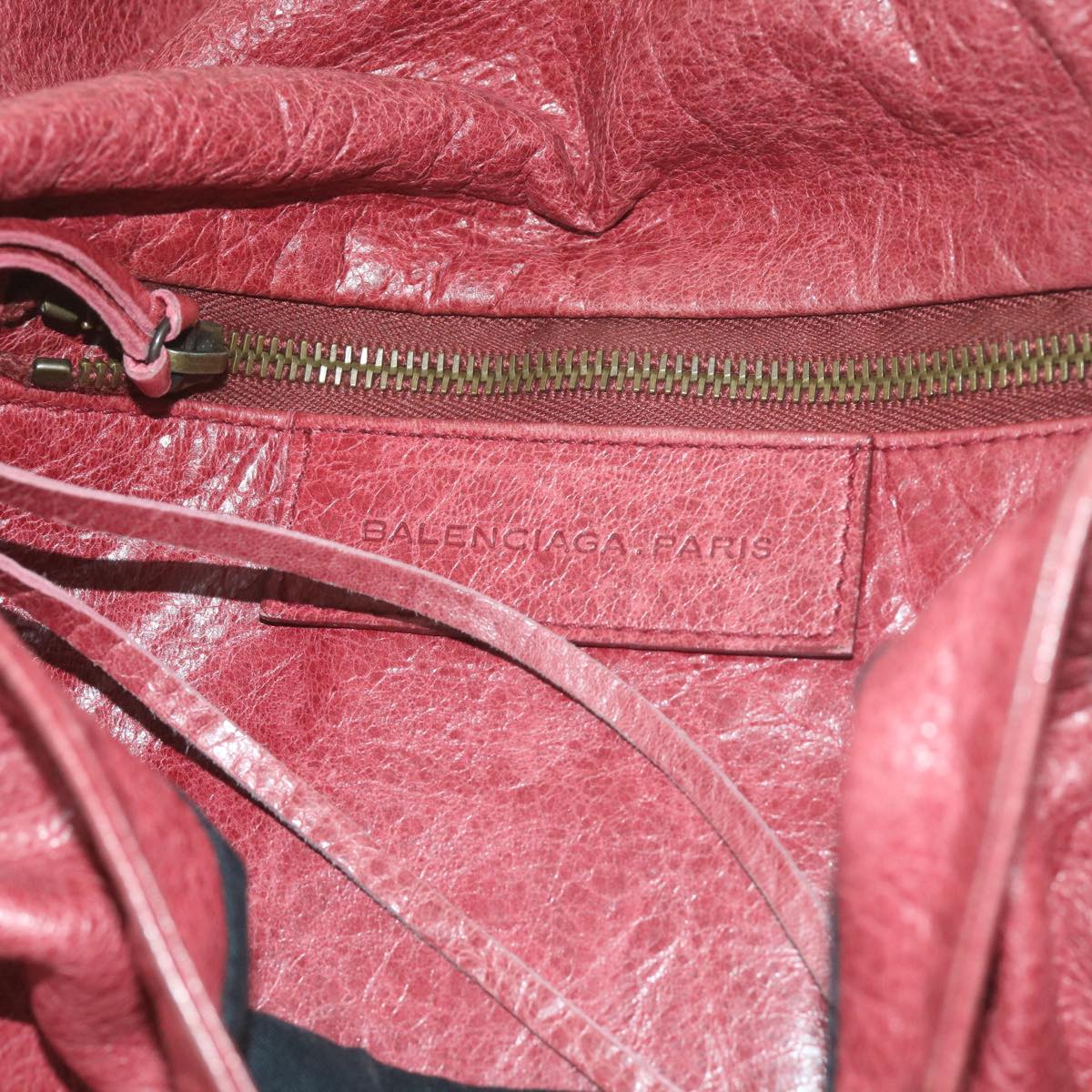 BALENCIAGA Shoulder Bag Leather Pink Auth hk945