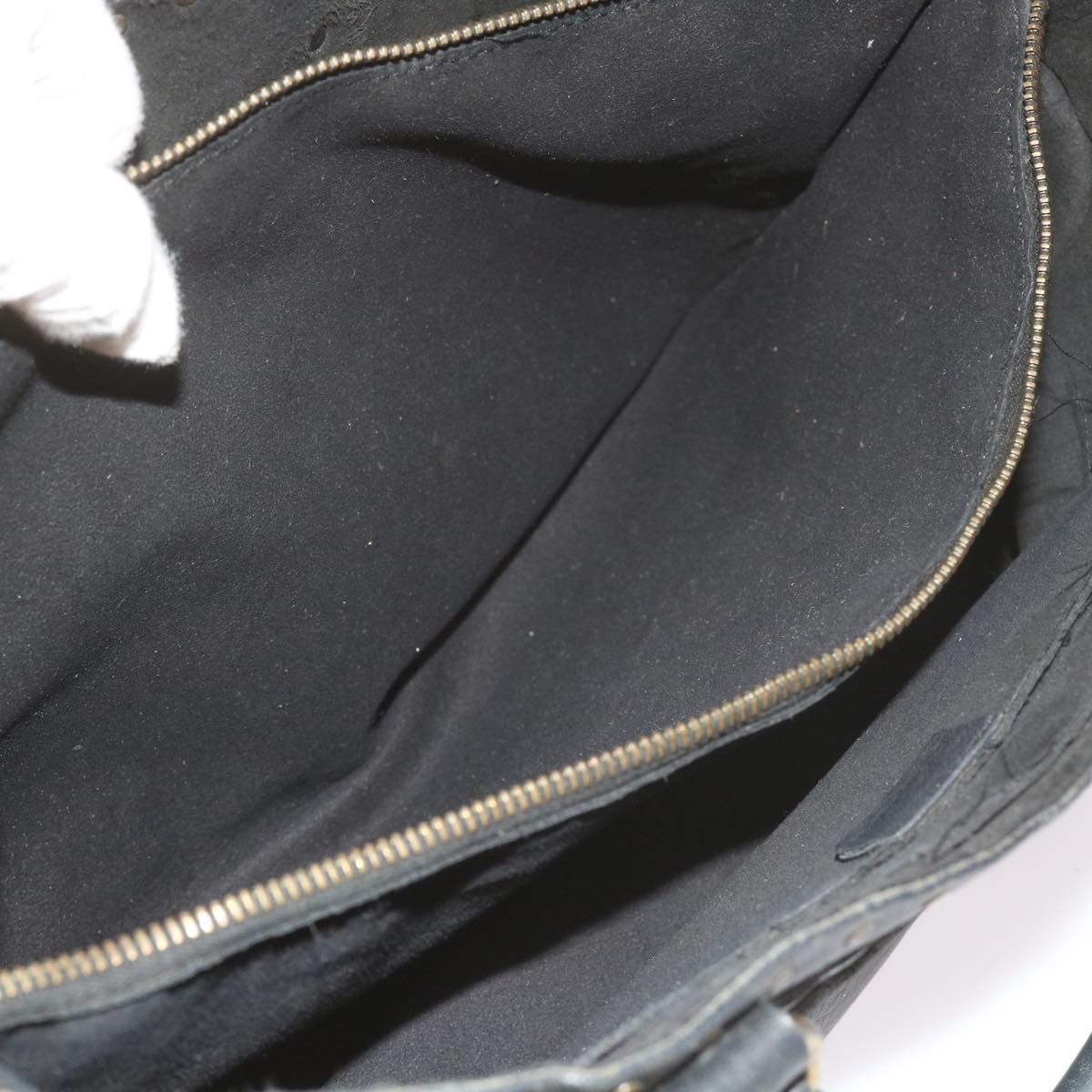 CELINE Hand Bag Leather Black Auth hk948