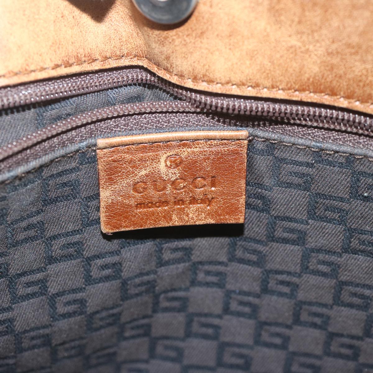 GUCCI Shoulder Bag Suede Brown 101975 Auth hk955