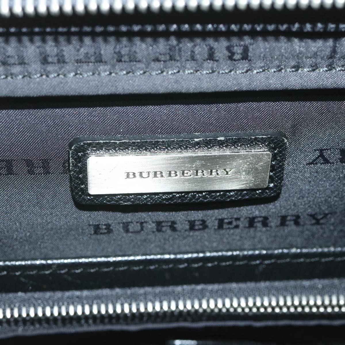 BURBERRY Hand Bag Leather Black Auth hk962