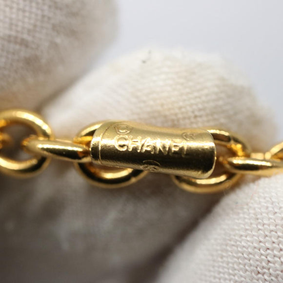 CHANEL Necklace Gold Tone CC Auth hk964V