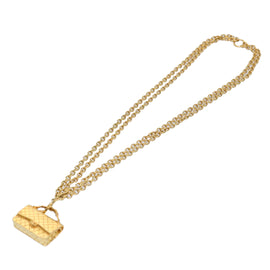 CHANEL Necklace Gold Tone CC Auth hk964V