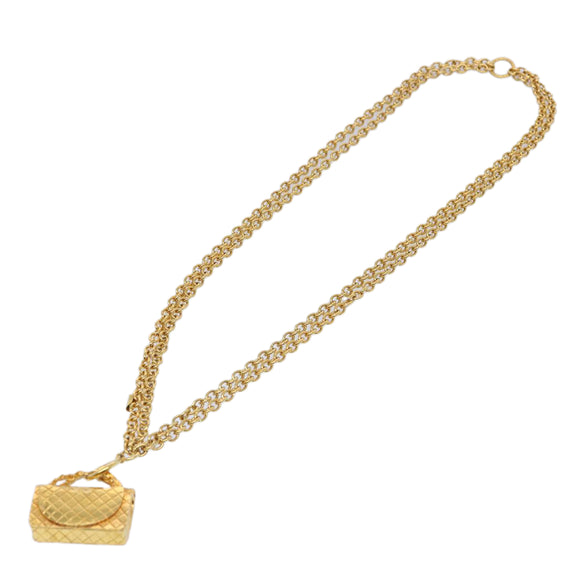 CHANEL Necklace Gold Tone CC Auth hk964V