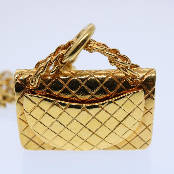 CHANEL Necklace Gold Tone CC Auth hk964V