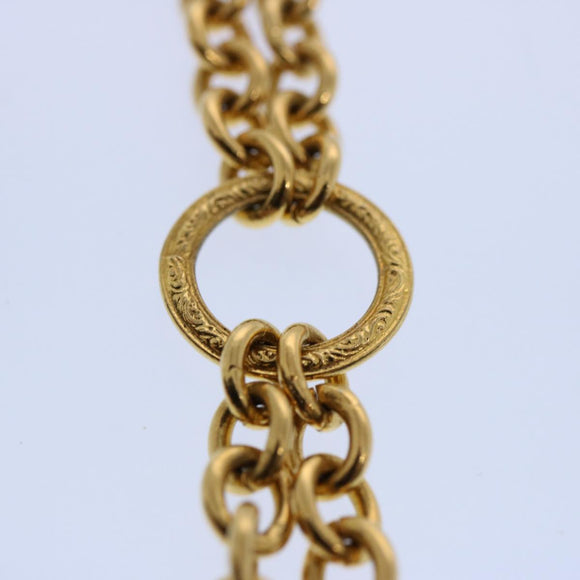 CHANEL Necklace Gold Tone CC Auth hk964V