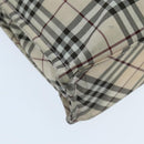 BURBERRY Nova Check Blue Label Hand Bag Nylon Beige Brown Silver Auth hs1688-15