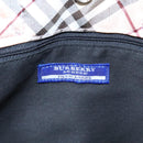 BURBERRY Nova Check Blue Label Hand Bag Nylon Beige Brown Silver Auth hs1688-10