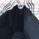 BURBERRY Nova Check Blue Label Hand Bag Nylon Beige Brown Silver Auth hs1688-17