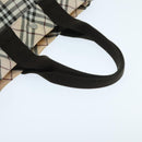 BURBERRY Nova Check Blue Label Hand Bag Nylon Beige Brown Silver Auth hs1688-7