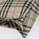 BURBERRY Nova Check Blue Label Hand Bag Nylon Silver Beige Auth hs1698-14