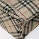BURBERRY Nova Check Blue Label Hand Bag Nylon Silver Beige Auth hs1698-15