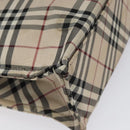 BURBERRY Nova Check Blue Label Hand Bag Nylon Silver Beige Auth hs1698-16