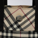 BURBERRY Nova Check Blue Label Hand Bag Nylon Silver Beige Auth hs1698-17