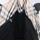 BURBERRY Nova Check Blue Label Hand Bag Nylon Silver Beige Auth hs1698-18