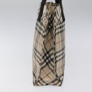 BURBERRY Nova Check Blue Label Hand Bag Nylon Silver Beige Auth hs1698-3