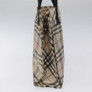 BURBERRY Nova Check Blue Label Hand Bag Nylon Silver Beige Auth hs1698-4